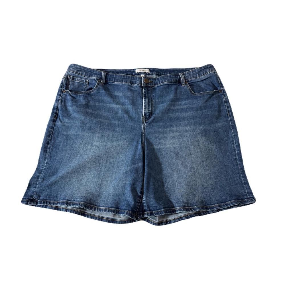 Lane Bryant Flex Magic Waistband Denim Shorts Mid Rise Boyfriend Midi Blue 24